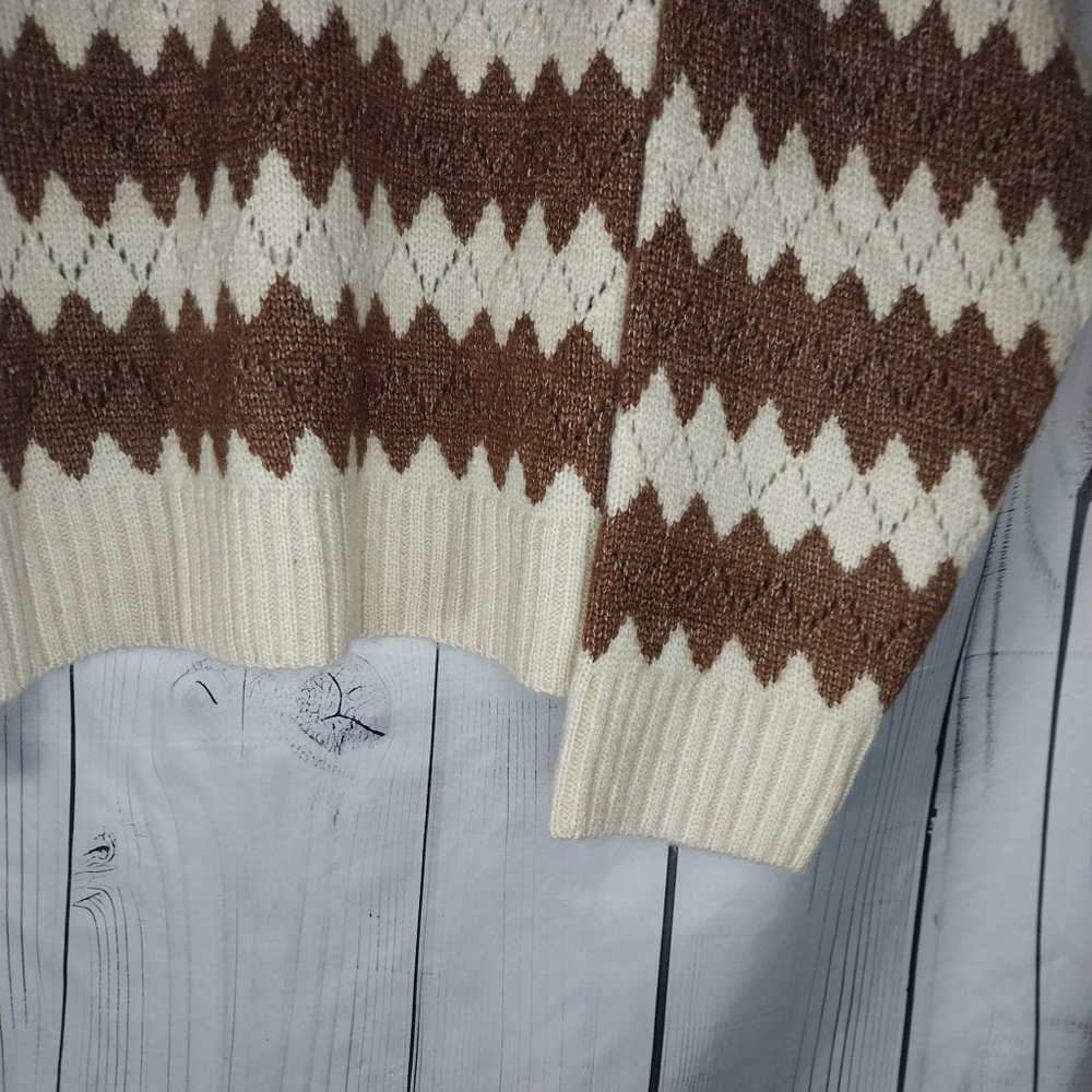a.n.a a New Approach V-Neck Sweater in Cream and Brown Size XL NWT - Picture 15 of 15